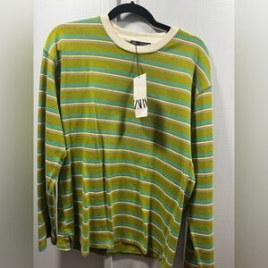 Zara Multicolor Striped Crewneck Shirt